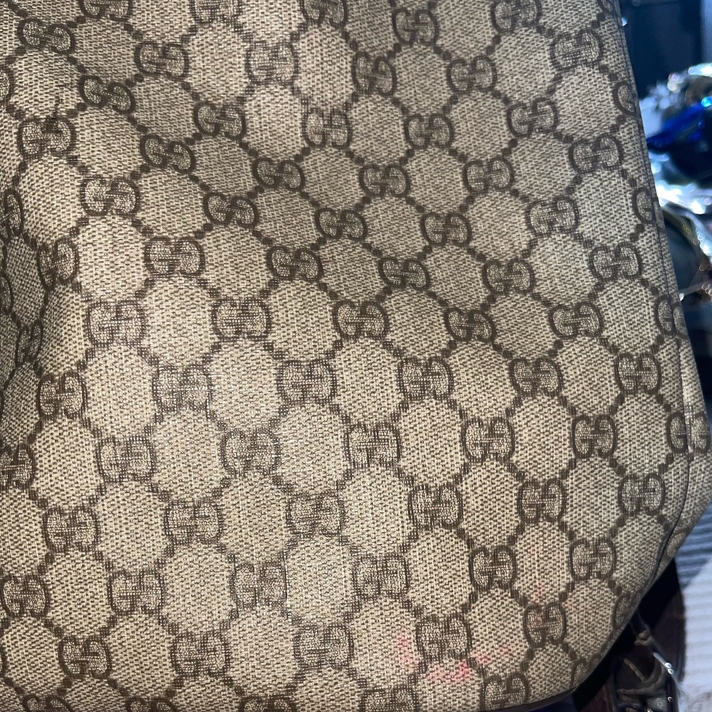 Brown monogram SUPREME Gucci drawstring bag